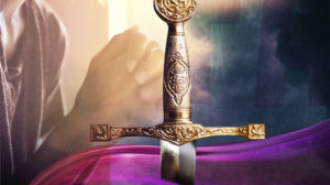 Prayer hands and a sword handle