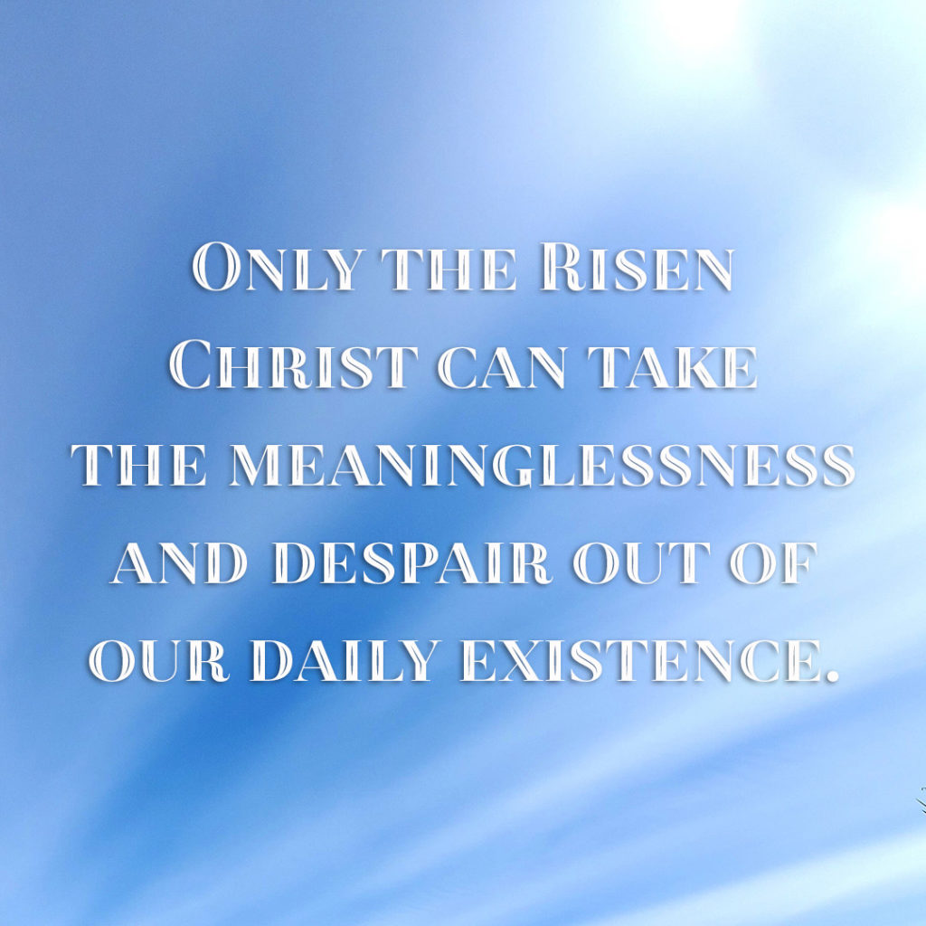 Meme: Only the Risen Christ can take the meaninglessness and despair out of our daily existence.