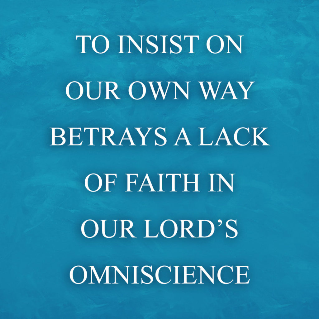 Meme: To insist on our own way betrays a lack of faith in our Lord's omniscience