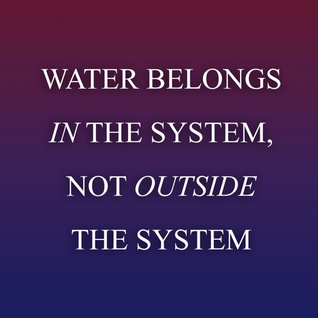 Meme: Water belongs in the system, not outside the system