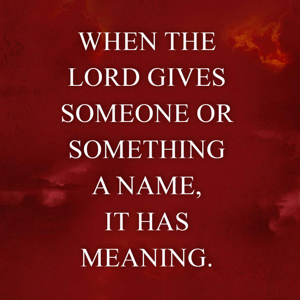 Meme: When the Lord gives someone or something a name, it has meaning.