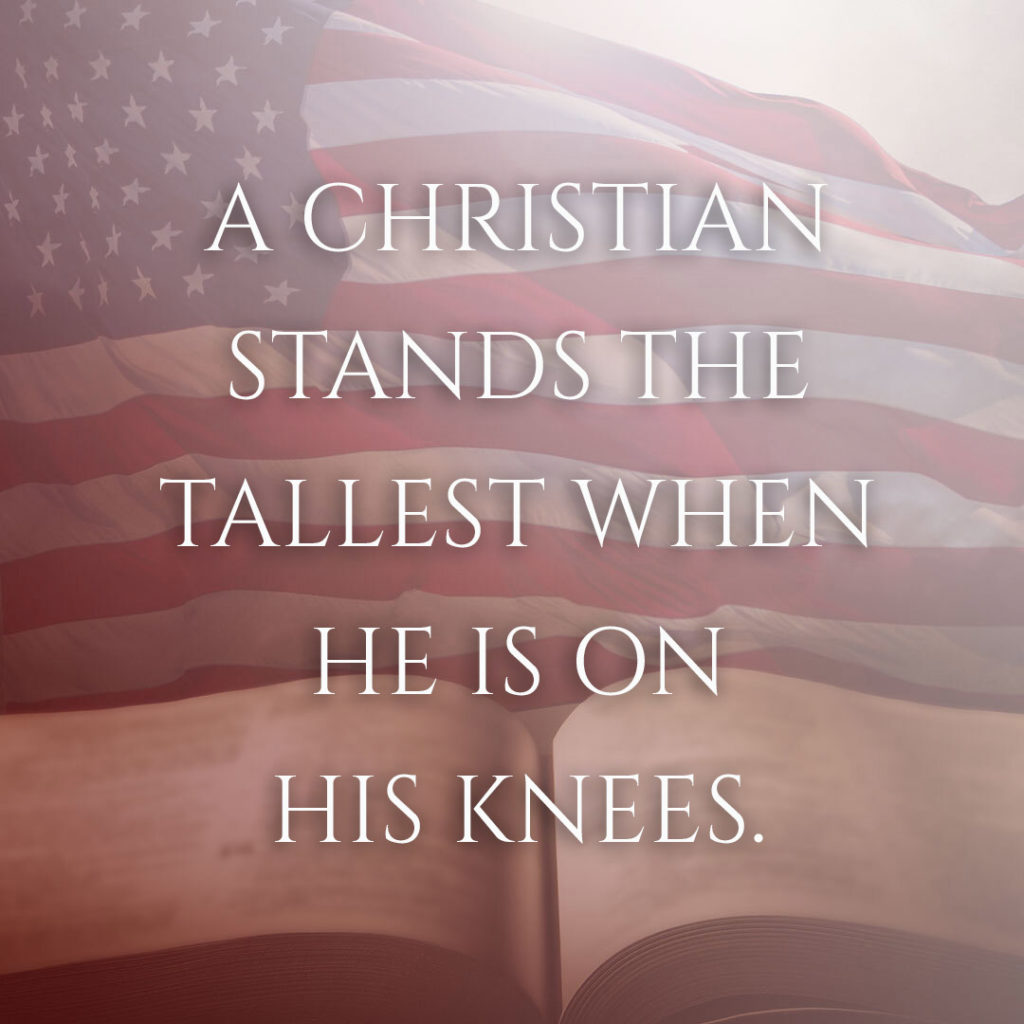 Meme: A Christian stand the tallest when he is on his knees.